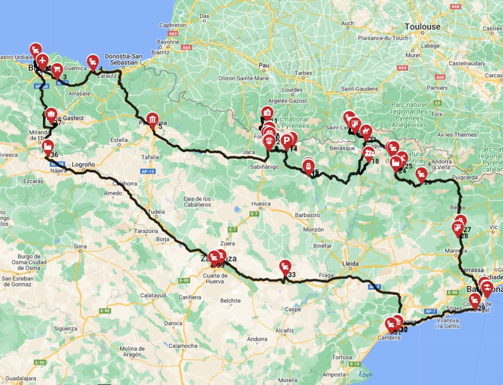Bilbao Roundtrip - Including the Pyrenees  Barcelona